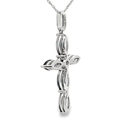 1.73ct Sapphire Cross Religious Pendant 10KT White Gold by Bids.com