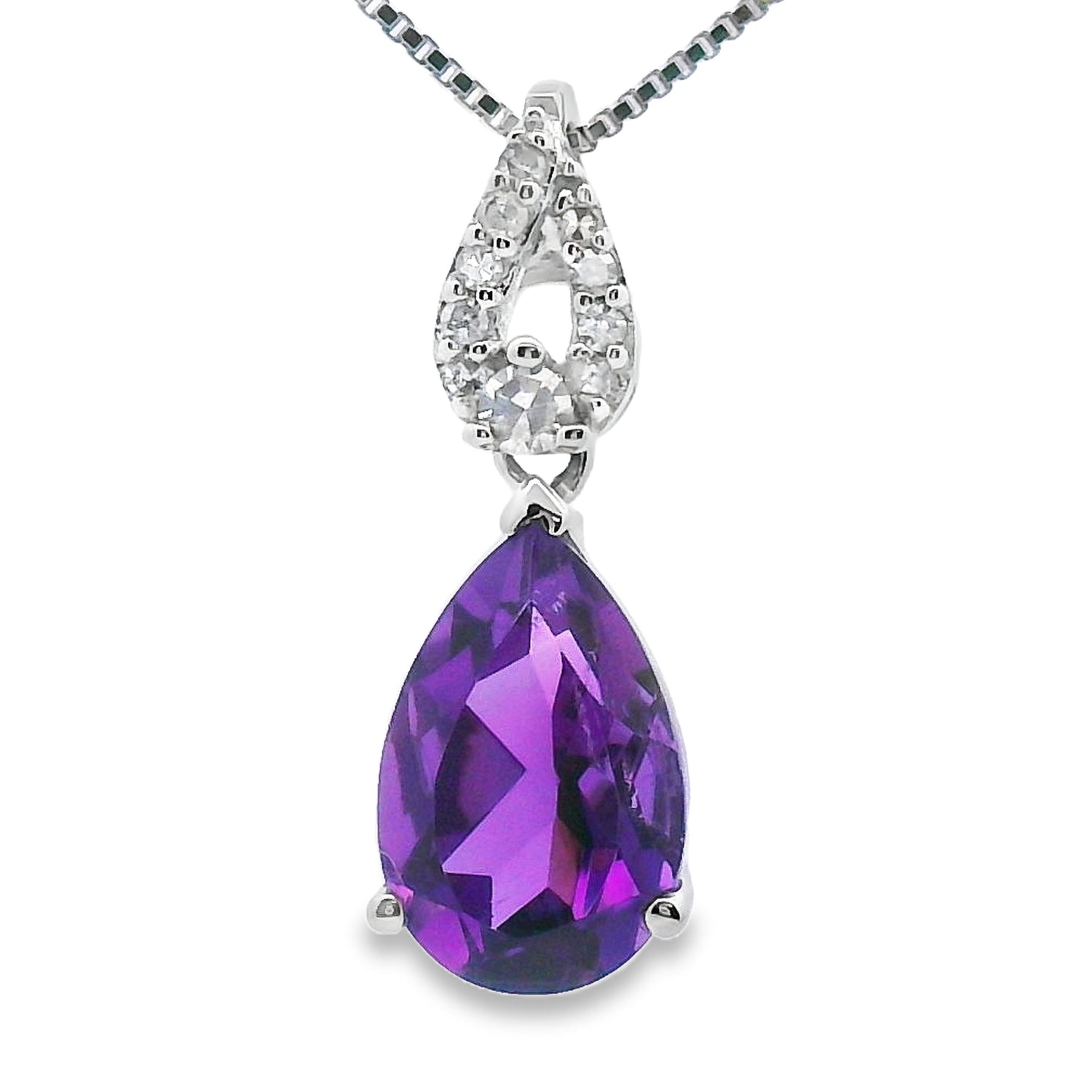 Amethyst Diamond Fashion Pendants 10KT White Gold by Bids.com