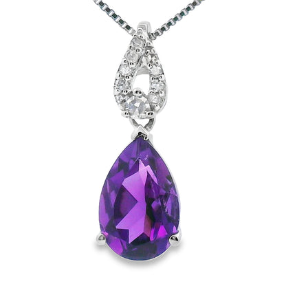 Amethyst Diamond Fashion Pendants 10KT White Gold by Bids.com