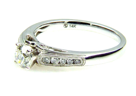 Natural .50ct Diamond Eng Only 14KT White Gold by Bids.com