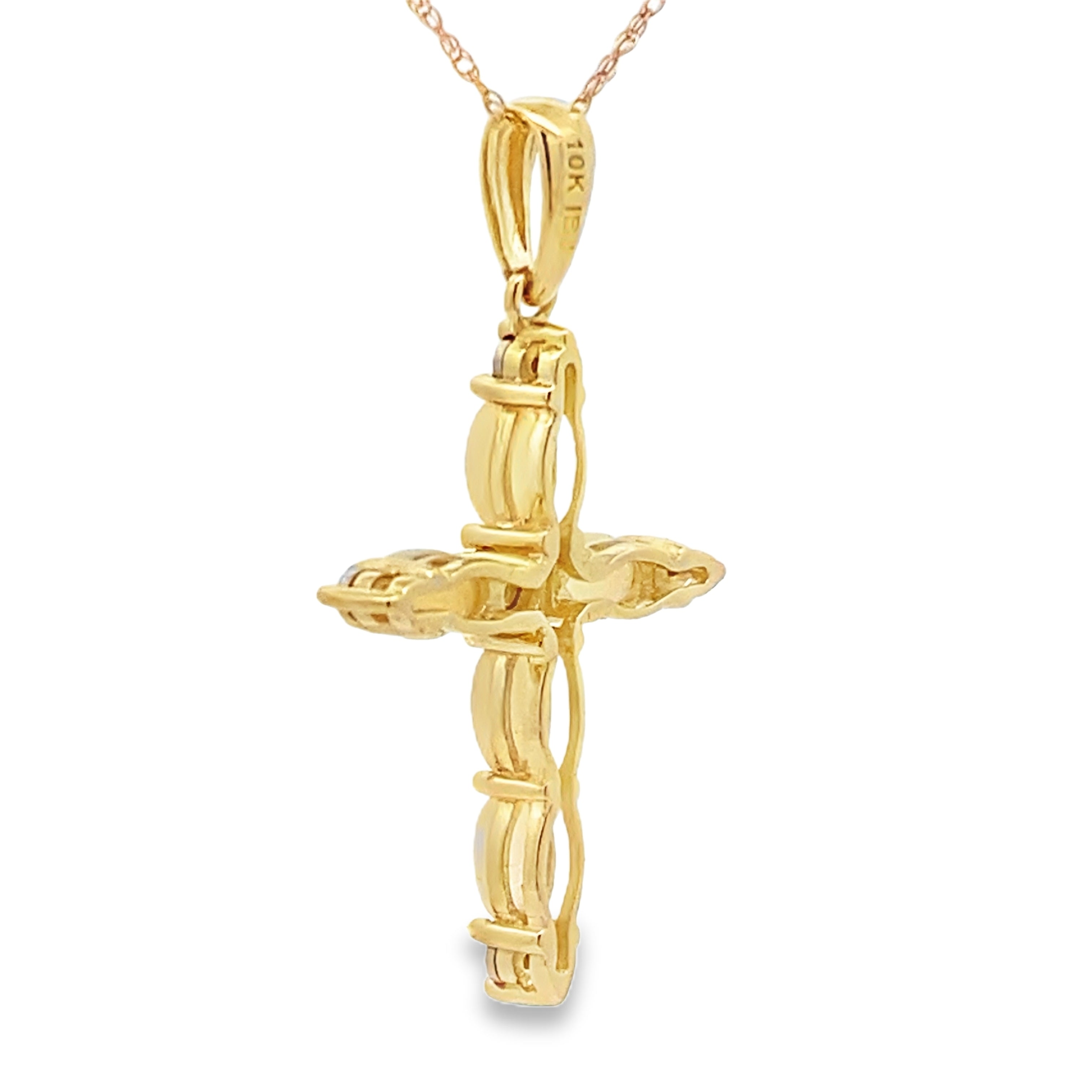 Opal Diamond Cross Religious Pendant 10KT Yellow Gold by Bids.com