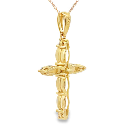 Opal Diamond Cross Religious Pendant 10KT Yellow Gold by Bids.com