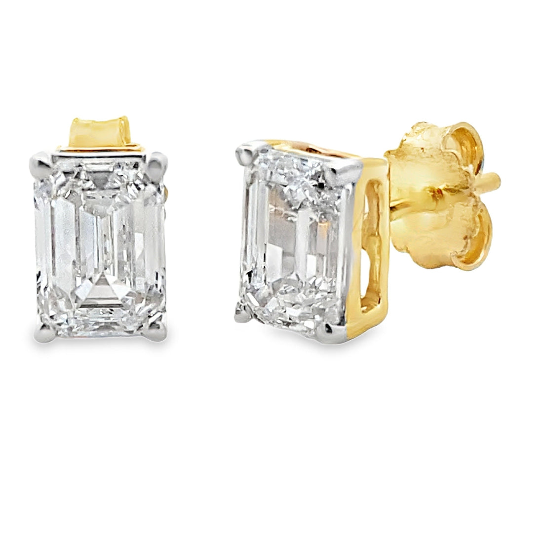 2.00ct Lab Grown Diamond Stud Earrings 14KT Yellow Gold 