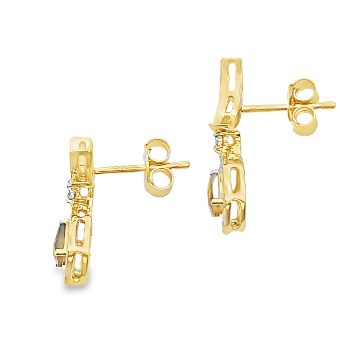 .47ct Quartz Diamond Dangle Earrings 10KT Yellow Gold by Bids.com