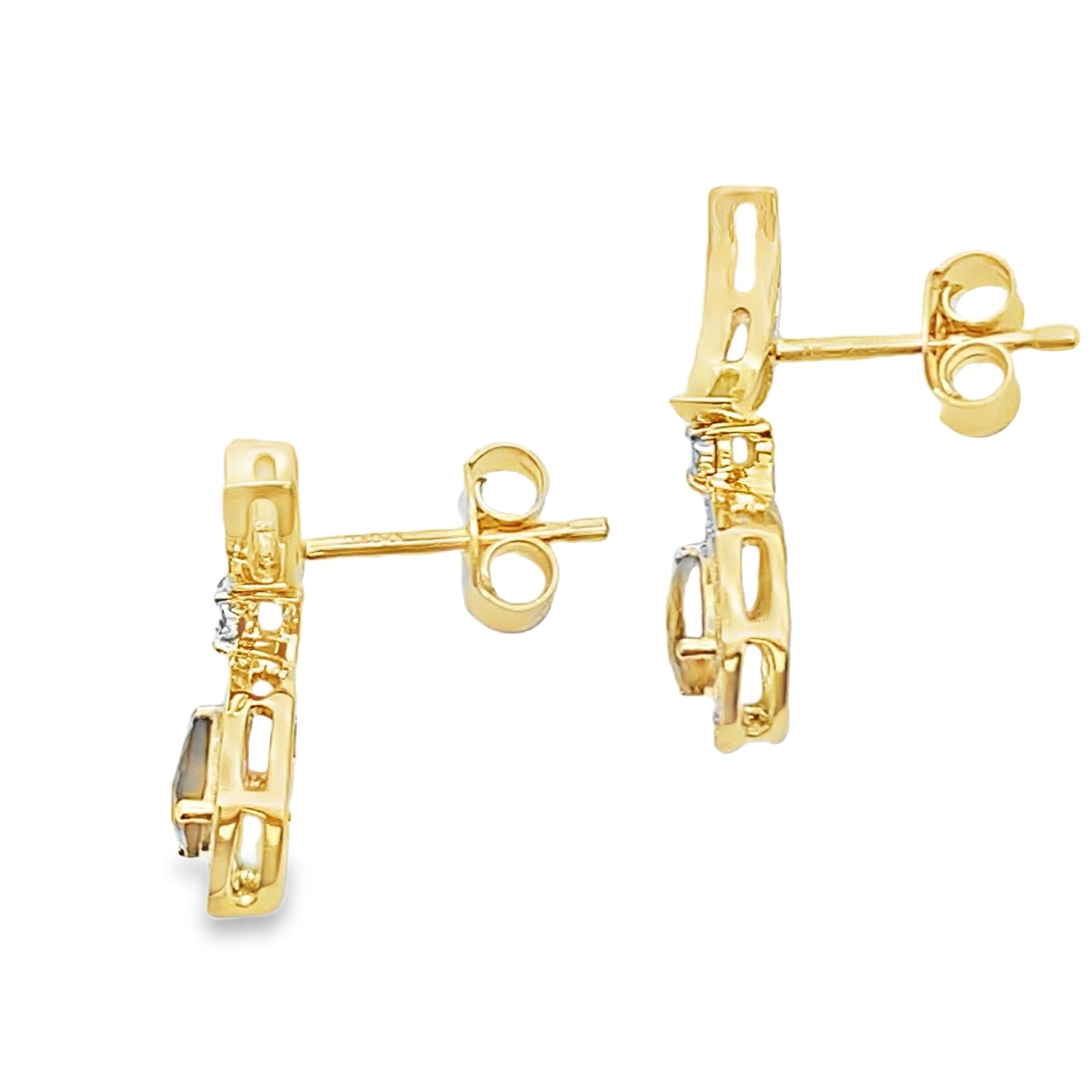 .47ct Quartz Diamond Dangle Earrings 10KT Yellow Gold by Bids.com