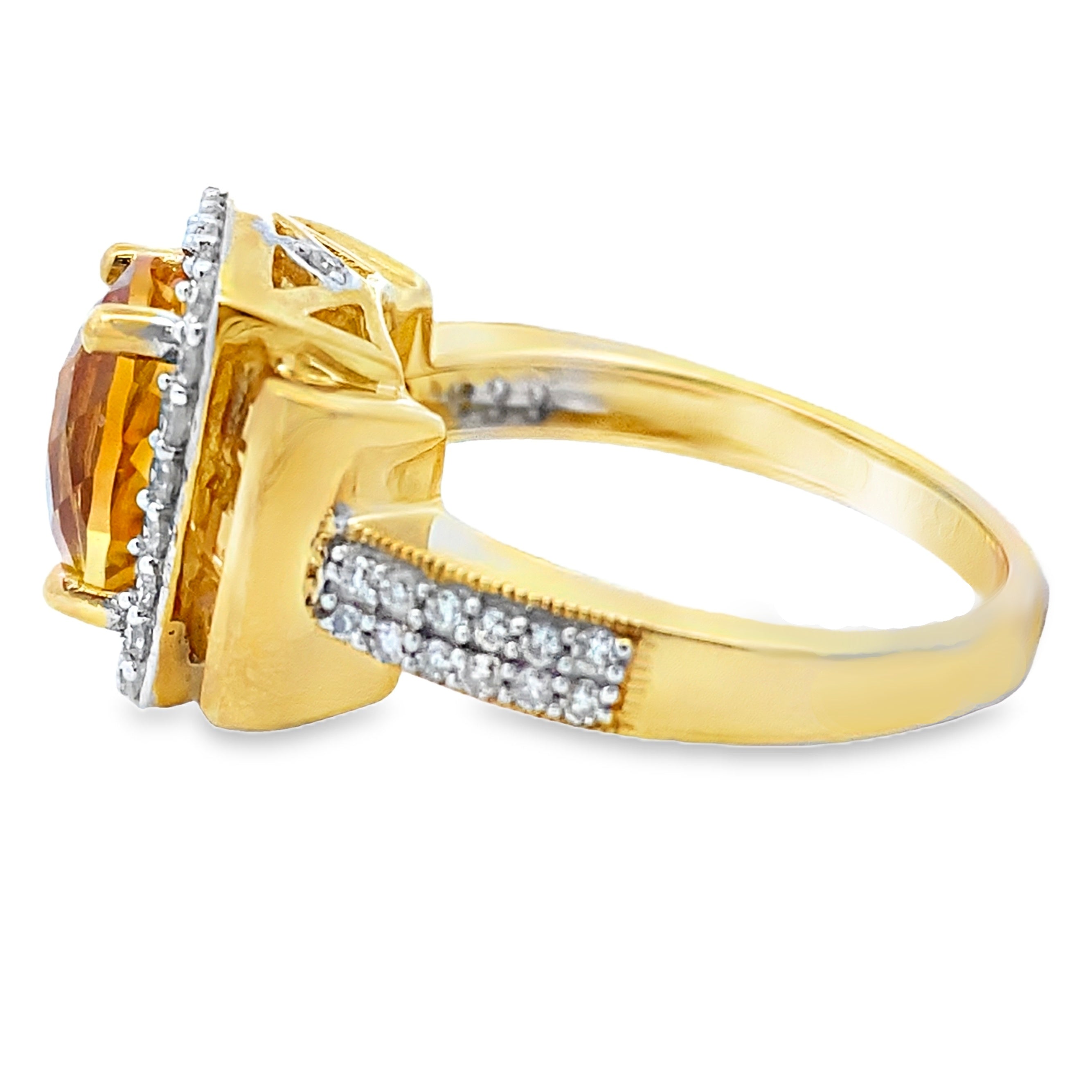 Genuine 2.47ct Citrine Diamond Ring 10KT Yellow Gold by Bids.com