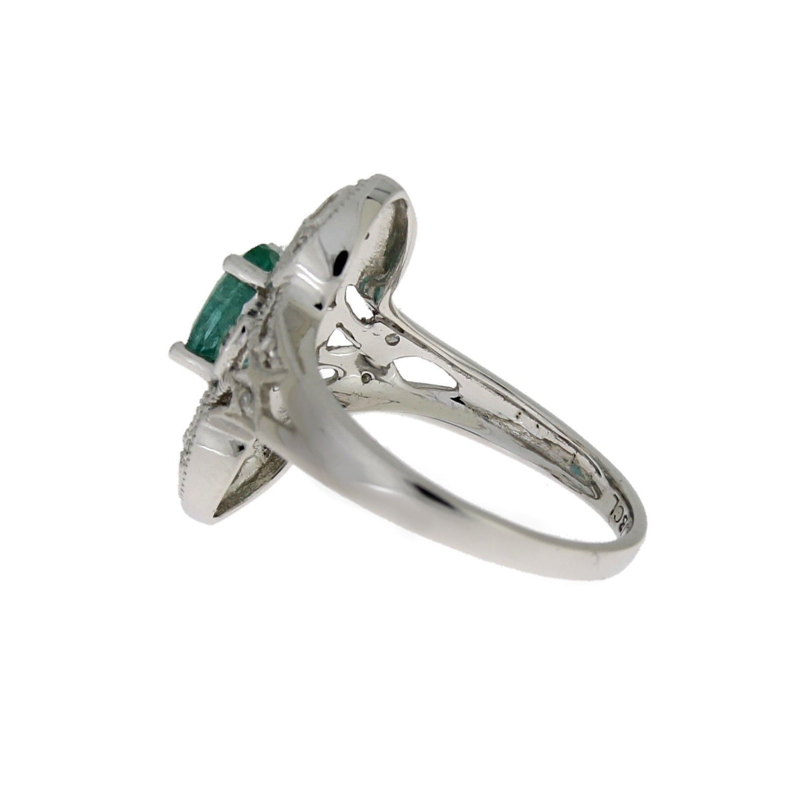 Genuine .70ct Emerald Diamond Ring 10KT White Gold by Bids.com