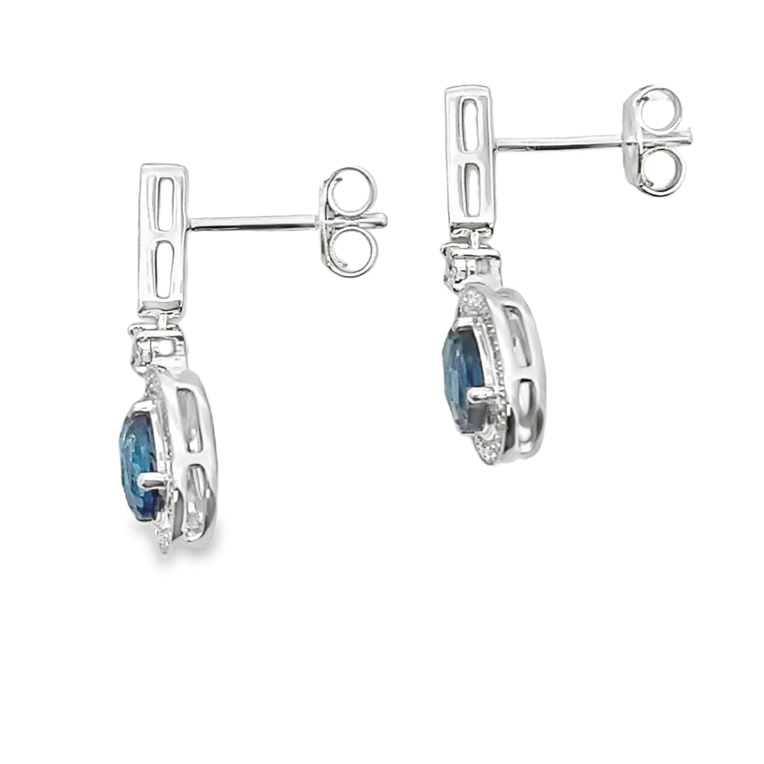 London Blue Topaz Dangle Earrings 10KT White Gold by Bids.com