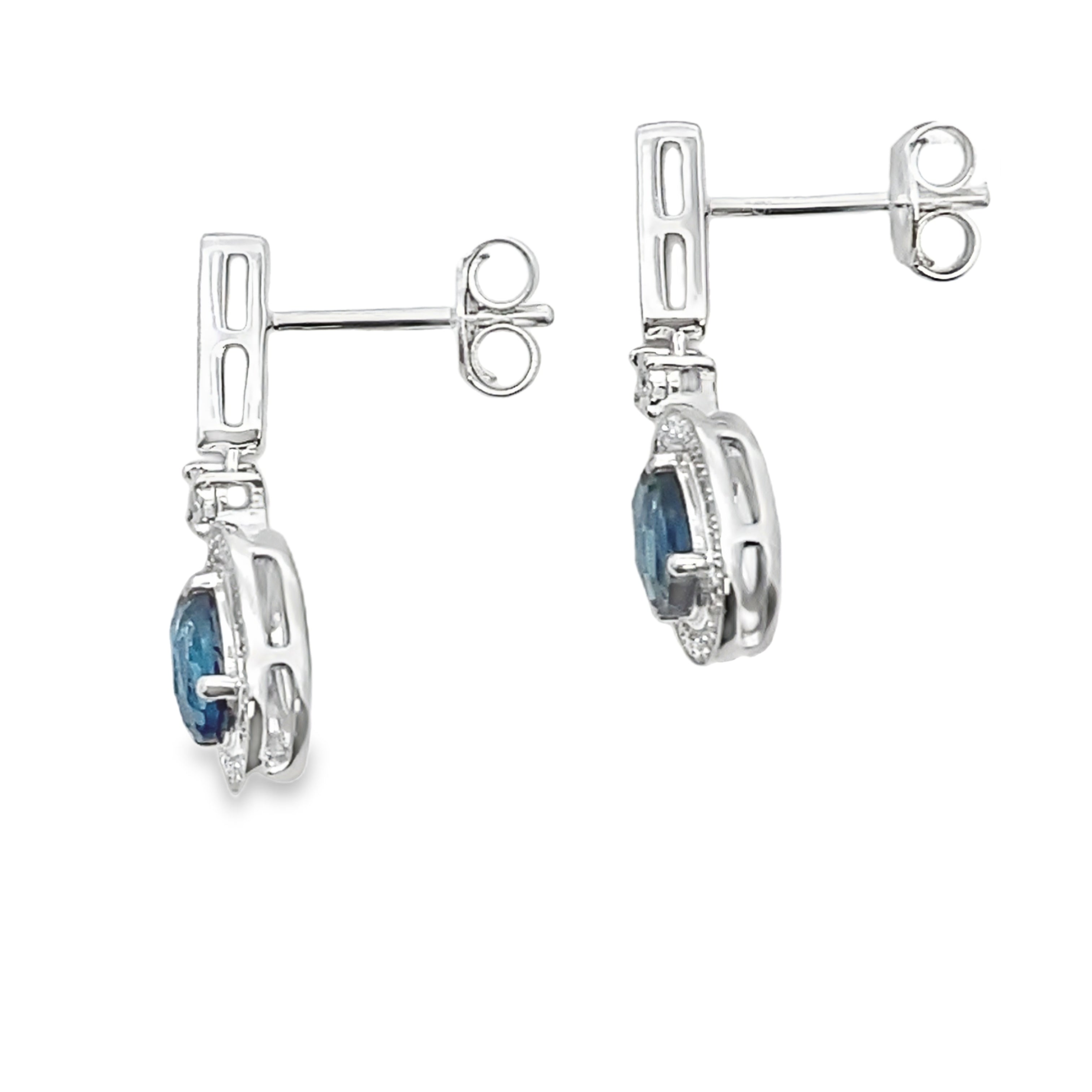 London Blue Topaz Dangle Earrings 10KT White Gold by Bids.com