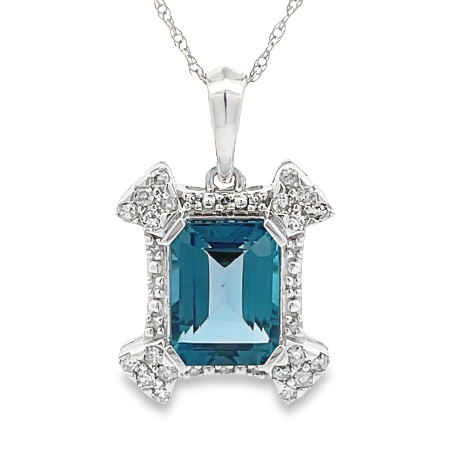 London Blue Topaz Fashion Pendants 10KT White Gold by Bids.com