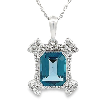London Blue Topaz Fashion Pendants 10KT White Gold by Bids.com