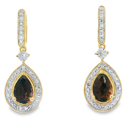 .84ct Quartz Diamond Dangle Earrings 10KT Yellow Gold by Bids.com