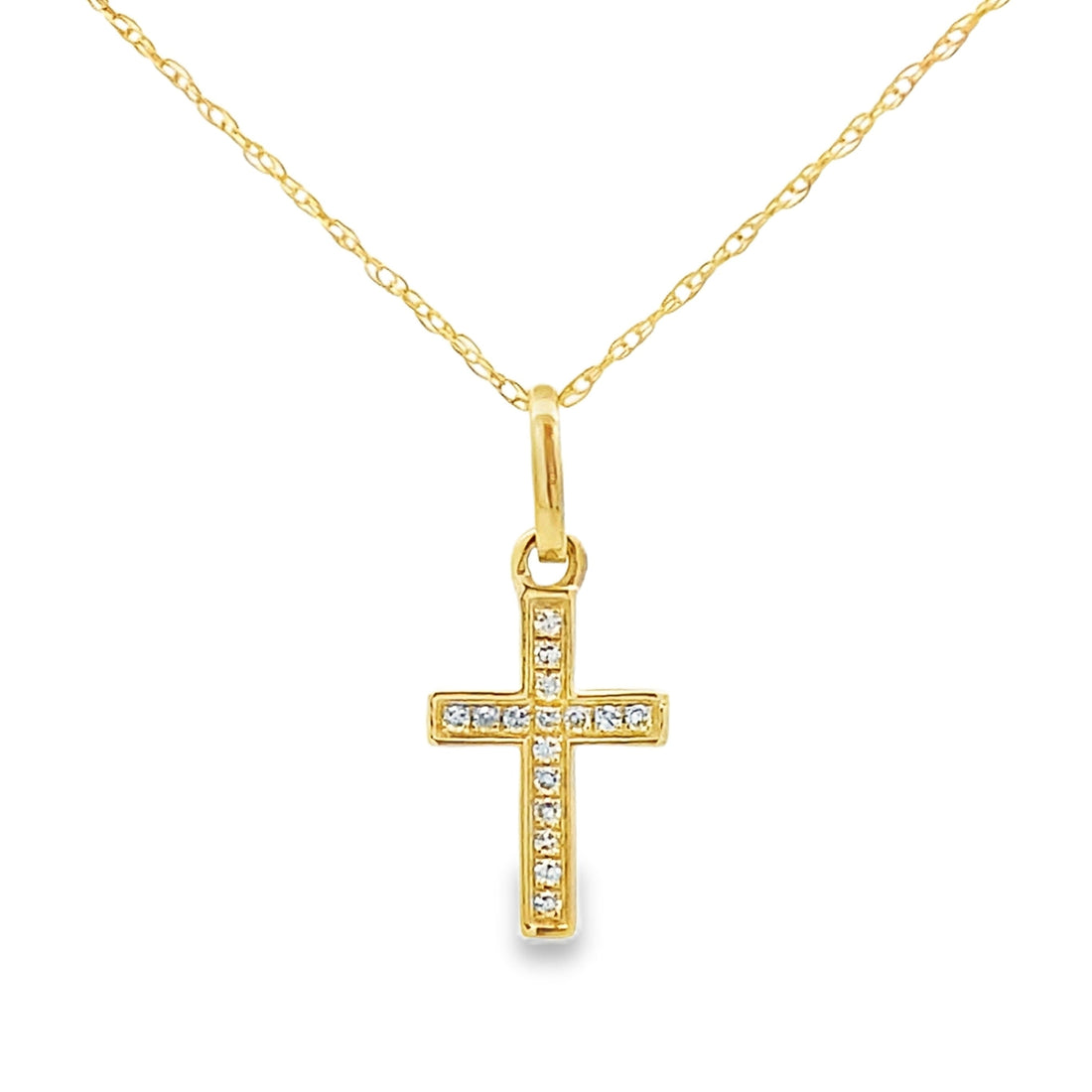 .05ct Diamond Cross Religious Pendant 14KT Yellow Gold by Bids.com