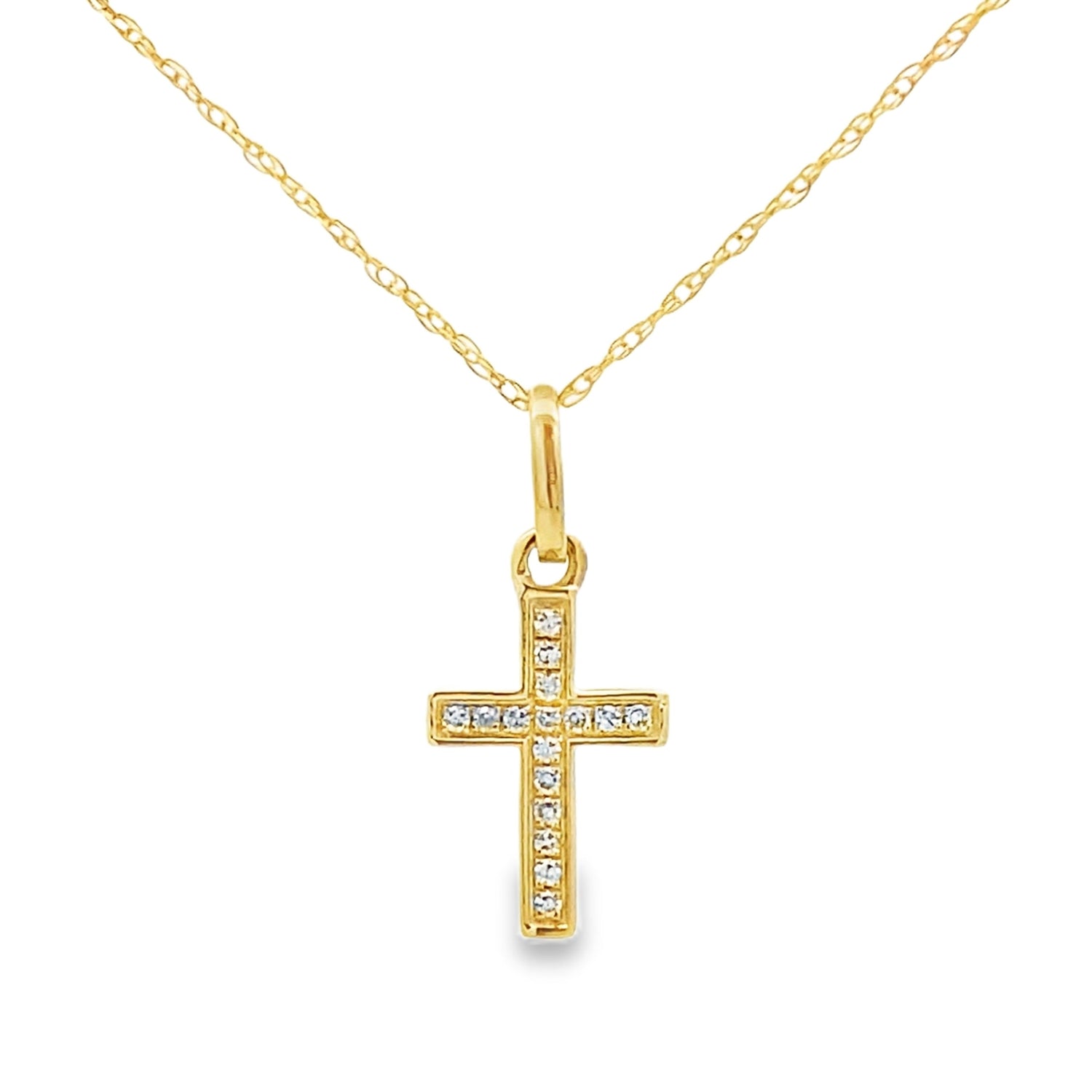 .05ct Diamond Cross Religious Pendant 14KT Yellow Gold by Bids.com