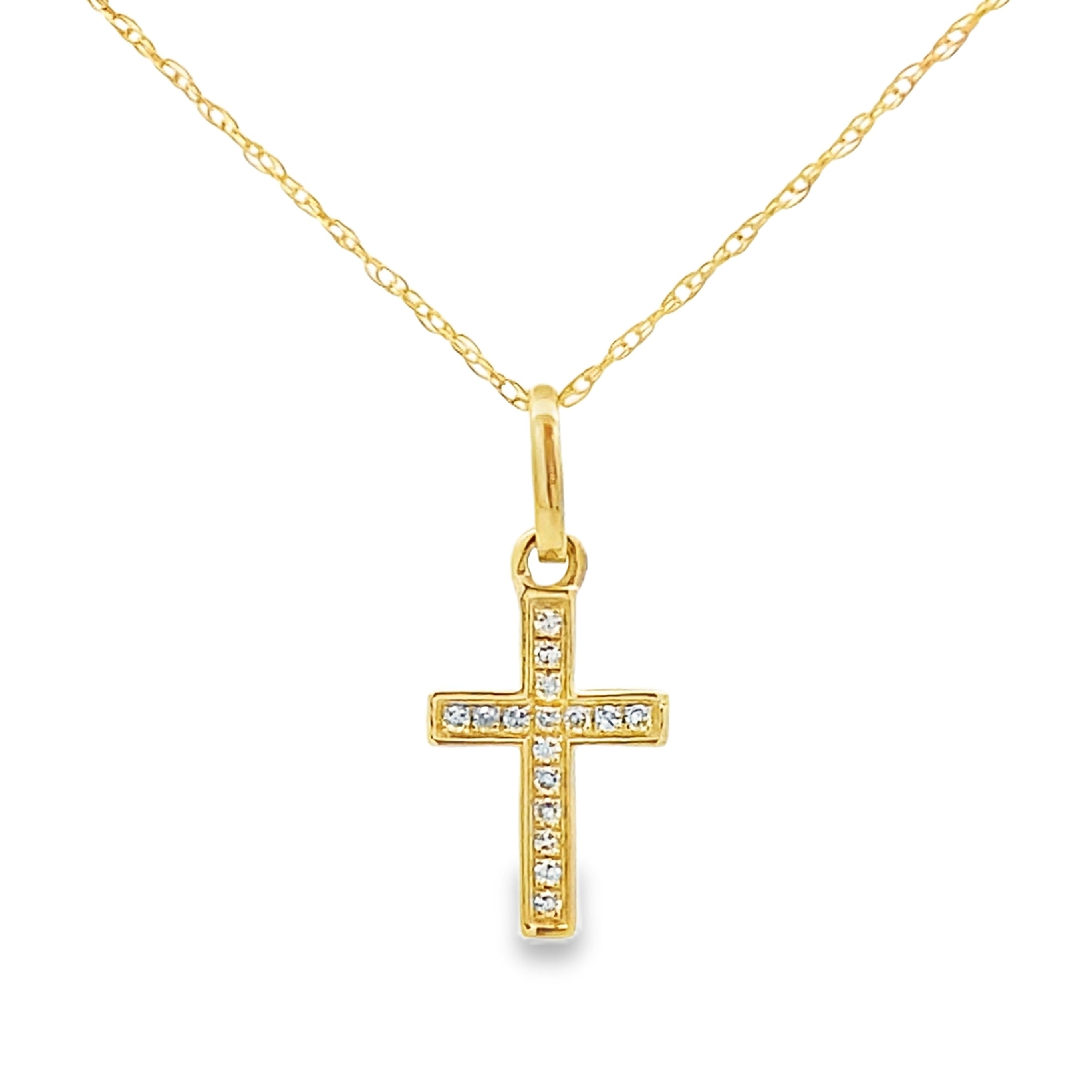 .05ct Diamond Cross Religious Pendant 14KT Yellow Gold by Bids.com