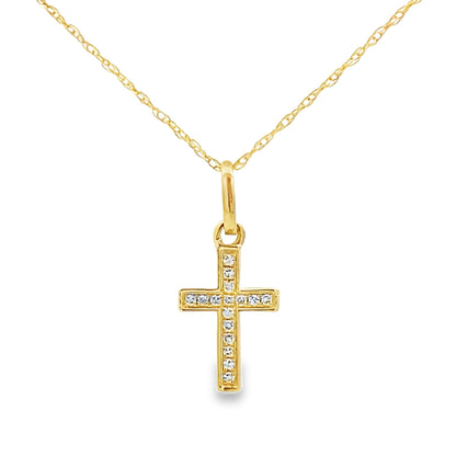 .05ct Diamond Cross Religious Pendant 14KT Yellow Gold by Bids.com
