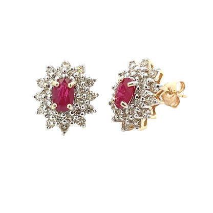 Natural 2.30ct Ruby Diamond Earrings 14KT Yellow Gold by Bids.com