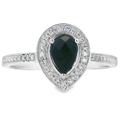 Natural .52ct Onyx Diamond Ring 10KT White Gold by Bids.com