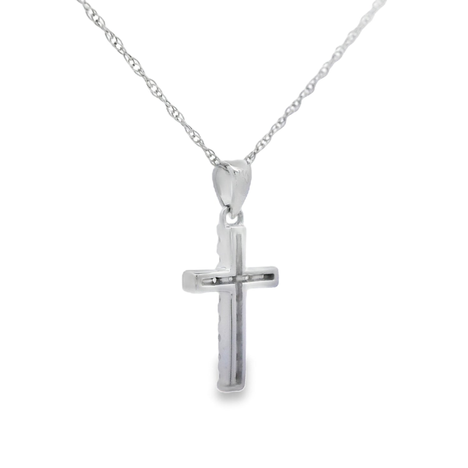 .11ct Diamond Cross Religious Pendant 14KT White Gold by Bids.com