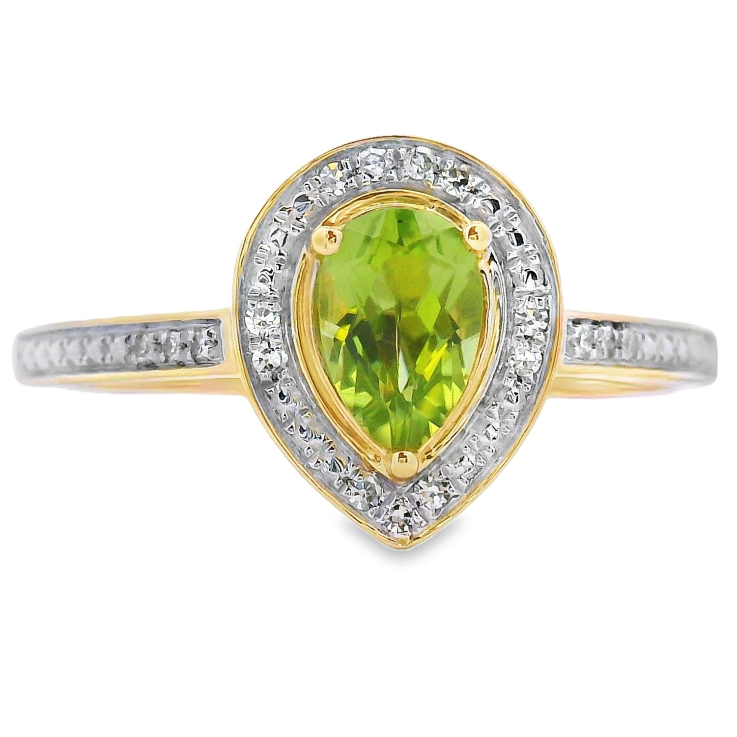 Genuine .50ct Peridot Diamond Ring 10KT Yellow Gold by Bids.com