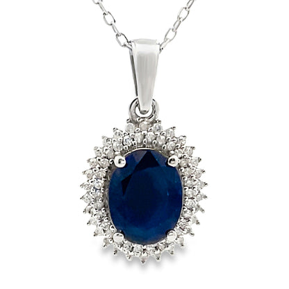 Sapphire Diamond Fashion Pendants 10KT White Gold by Bids.com