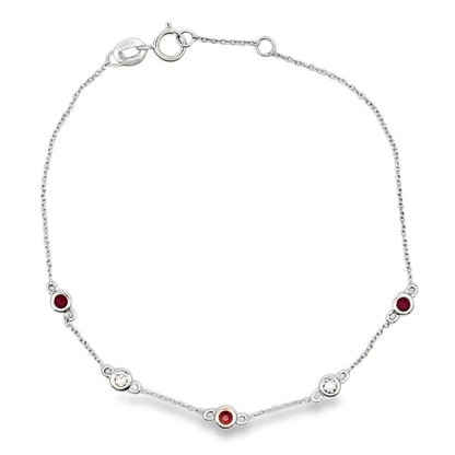 Genuine .25ct Ruby Diamond Bracelet 14KT White Gold by Bids.com
