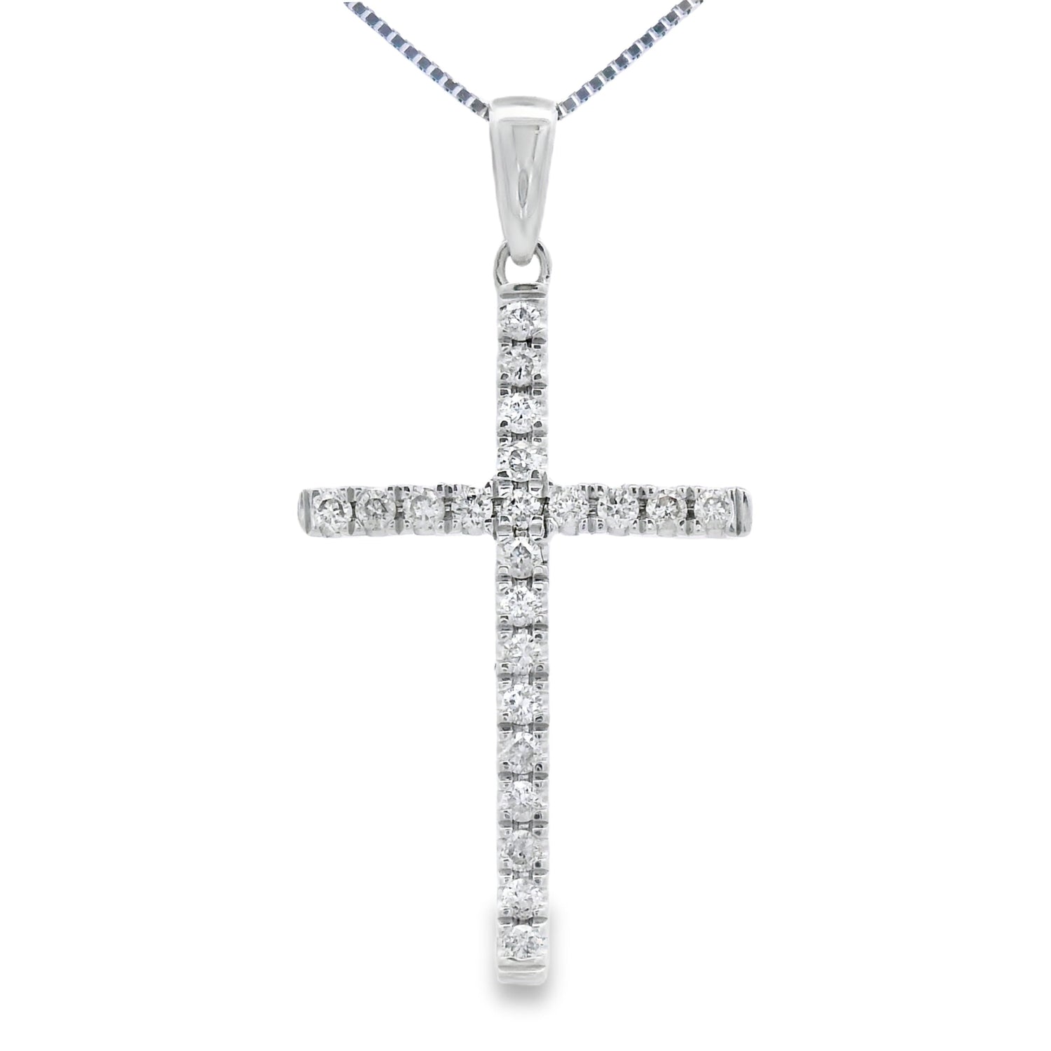 .21ct Diamond Cross Religious Pendant 14KT White Gold by Bids.com