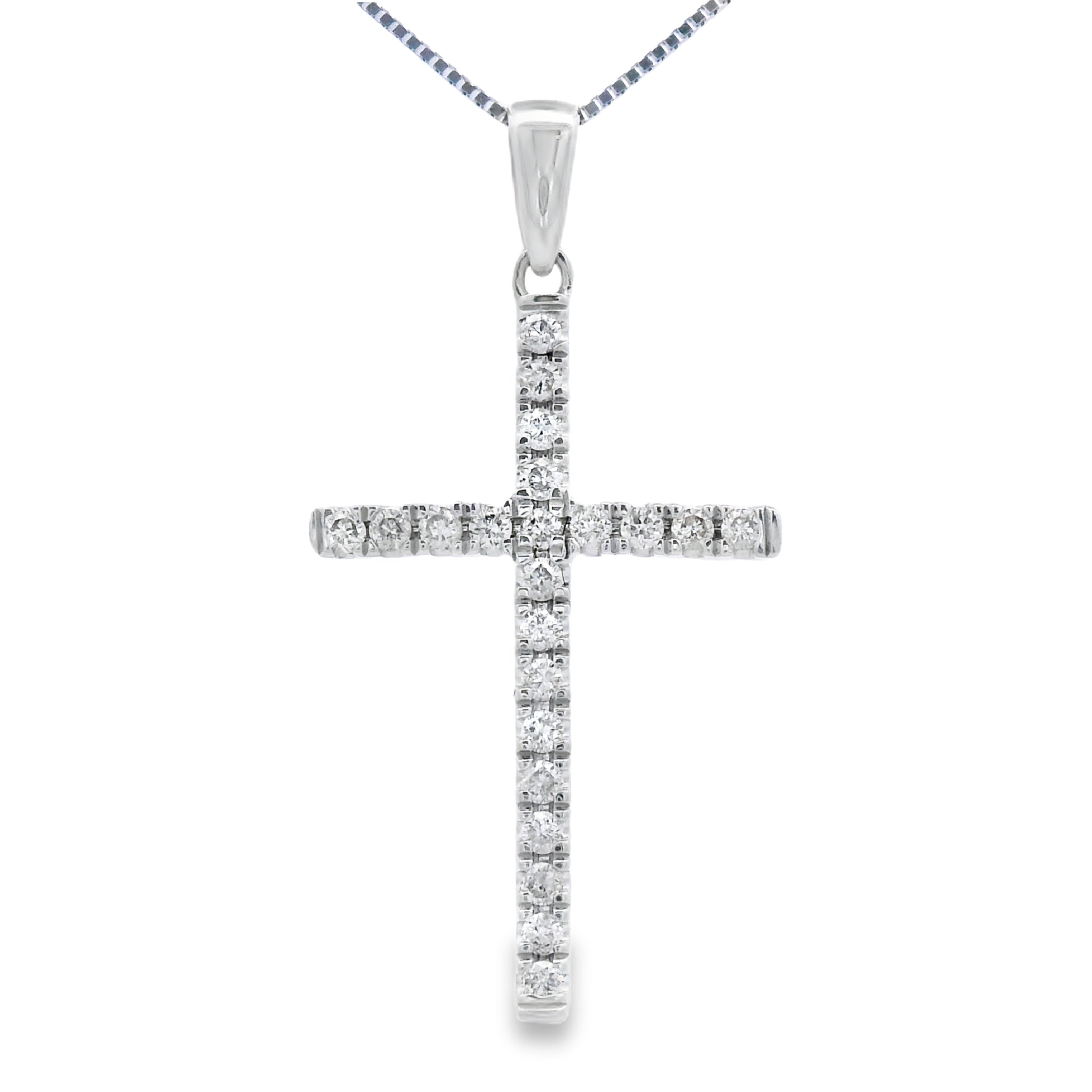 .21ct Diamond Cross Religious Pendant 14KT White Gold by Bids.com