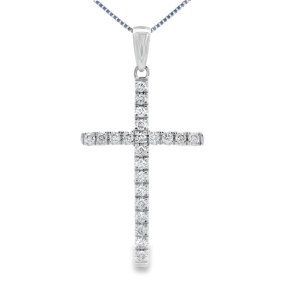 .21ct Diamond Cross Religious Pendant 14KT White Gold by Bids.com