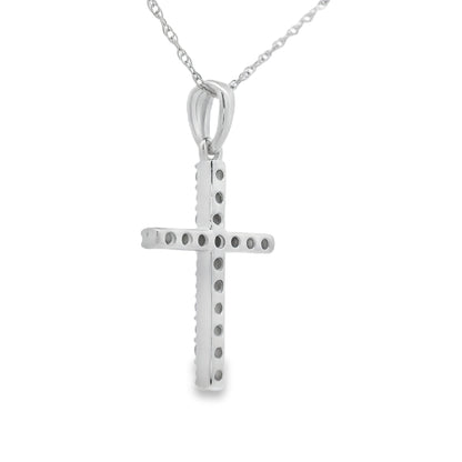 .19ct Diamond Cross Religious Pendant 14KT White Gold by Bids.com