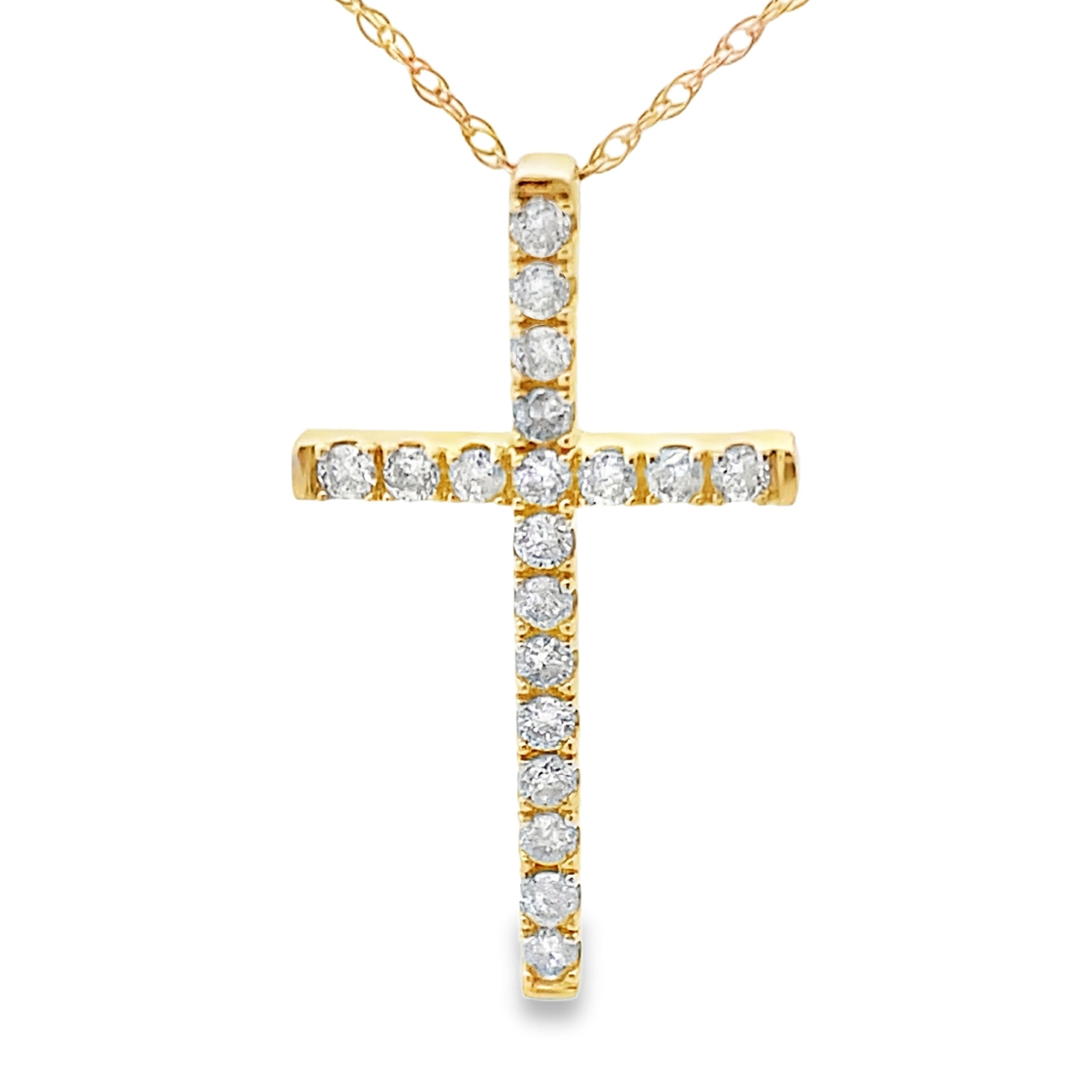 .24ct Diamond Cross Religious Pendant 14KT Yellow Gold by Bids.com