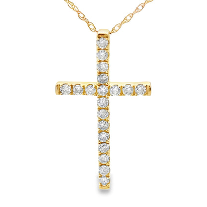 .24ct Diamond Cross Religious Pendant 14KT Yellow Gold by Bids.com