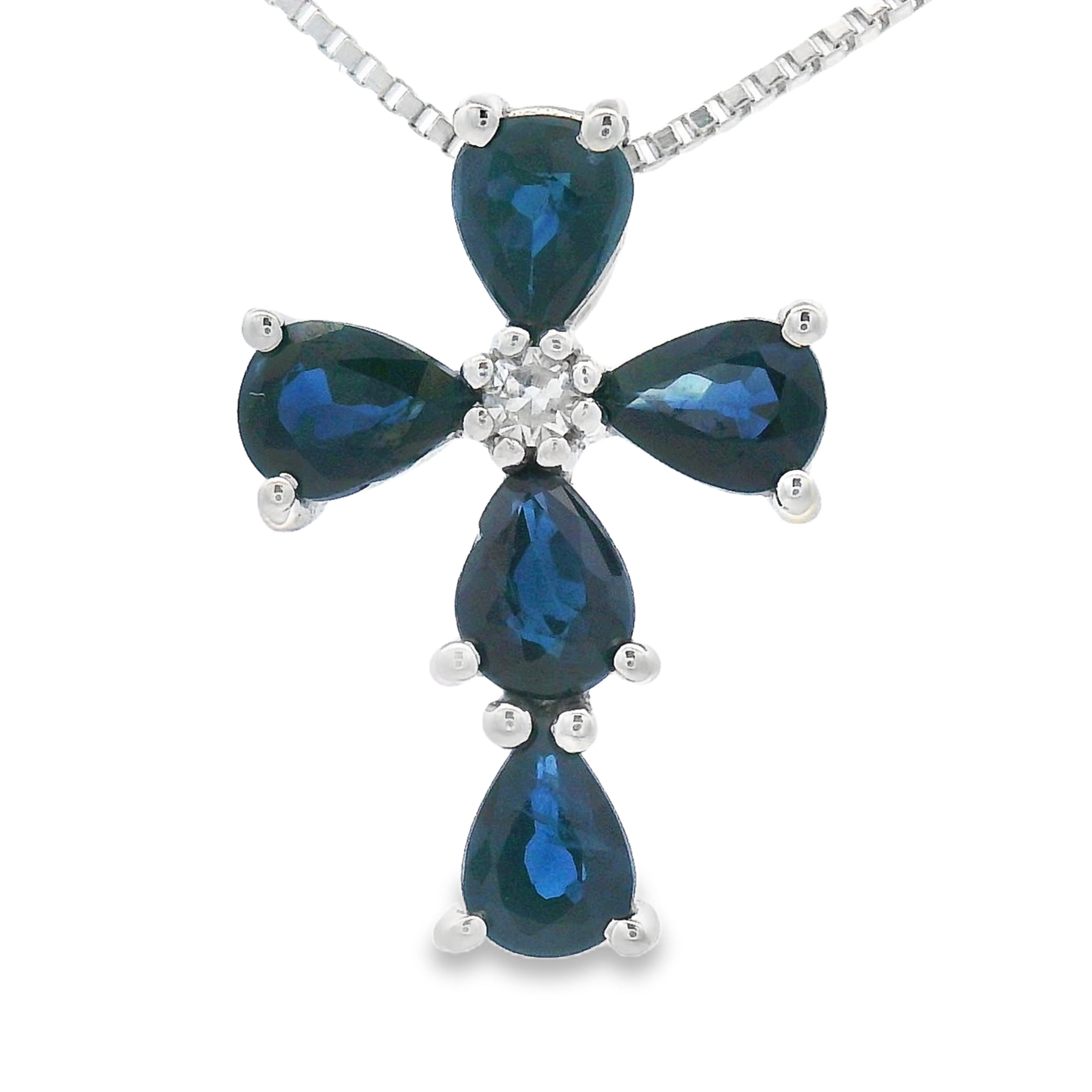 .82ct Sapphire Cross Religious Pendant 10KT White Gold by Bids.com