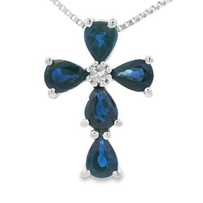 .82ct Sapphire Cross Religious Pendant 10KT White Gold by Bids.com