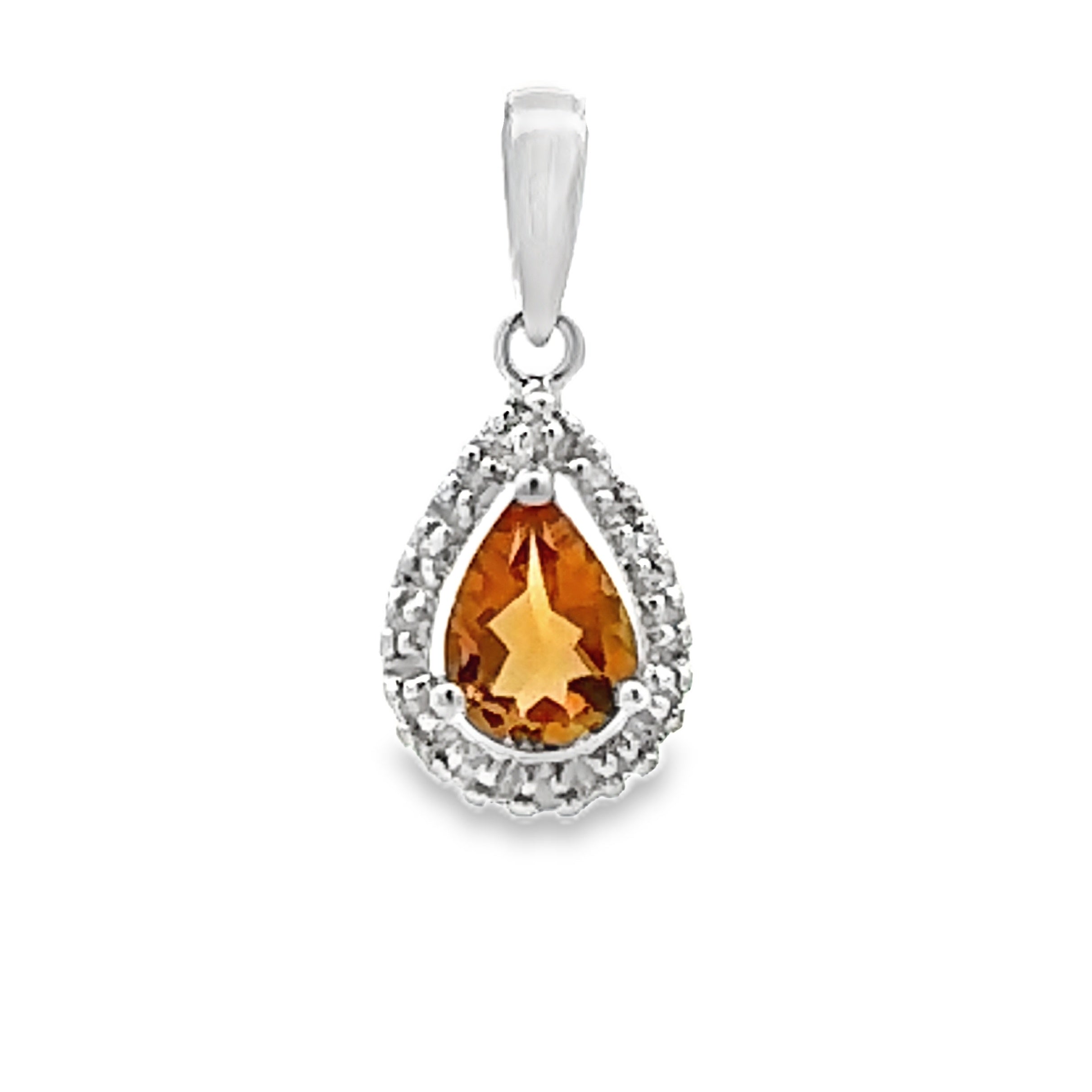 .63ct Citrine Diamond Fashion Pendants 10KT White Gold by Bids.com