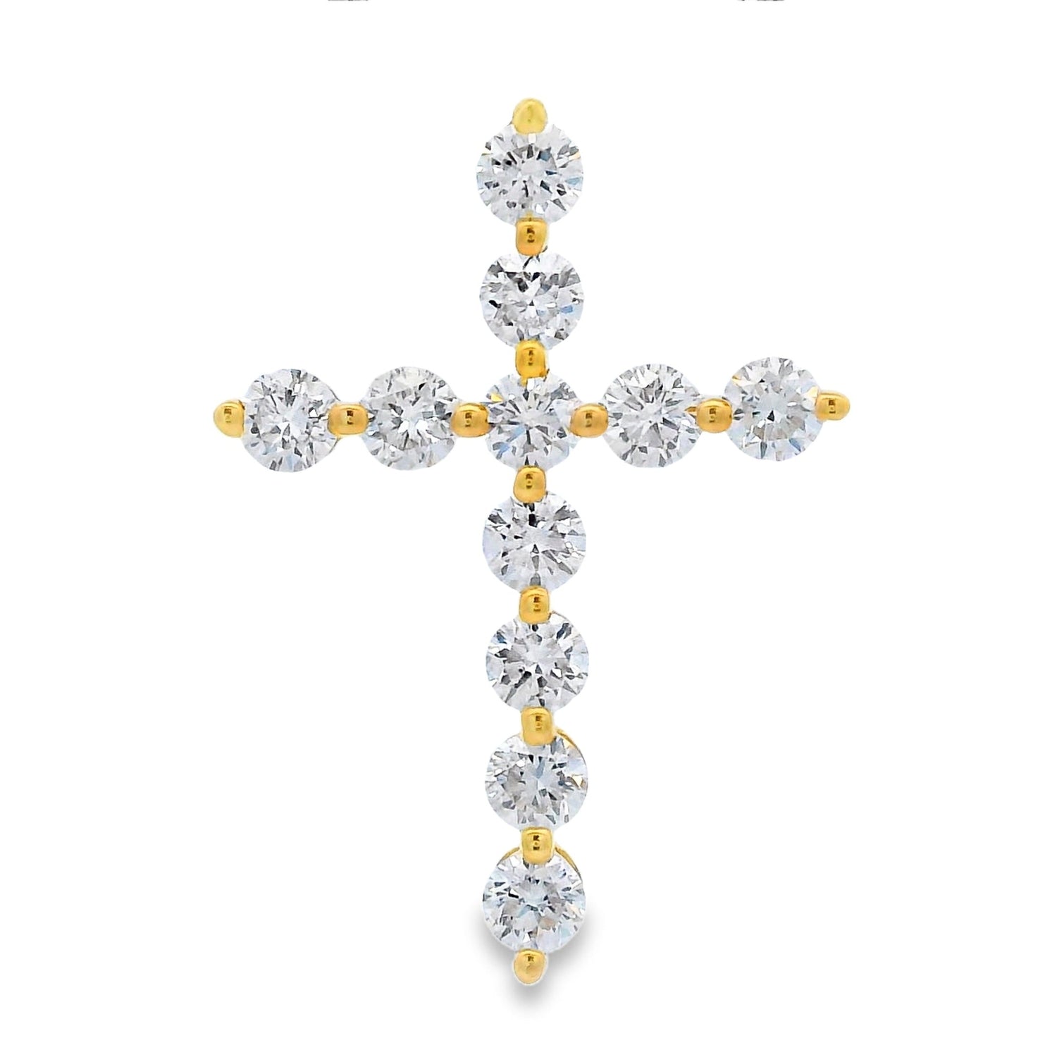 Natural .83ct Cross Religious Pendant 14KT Yellow Gold