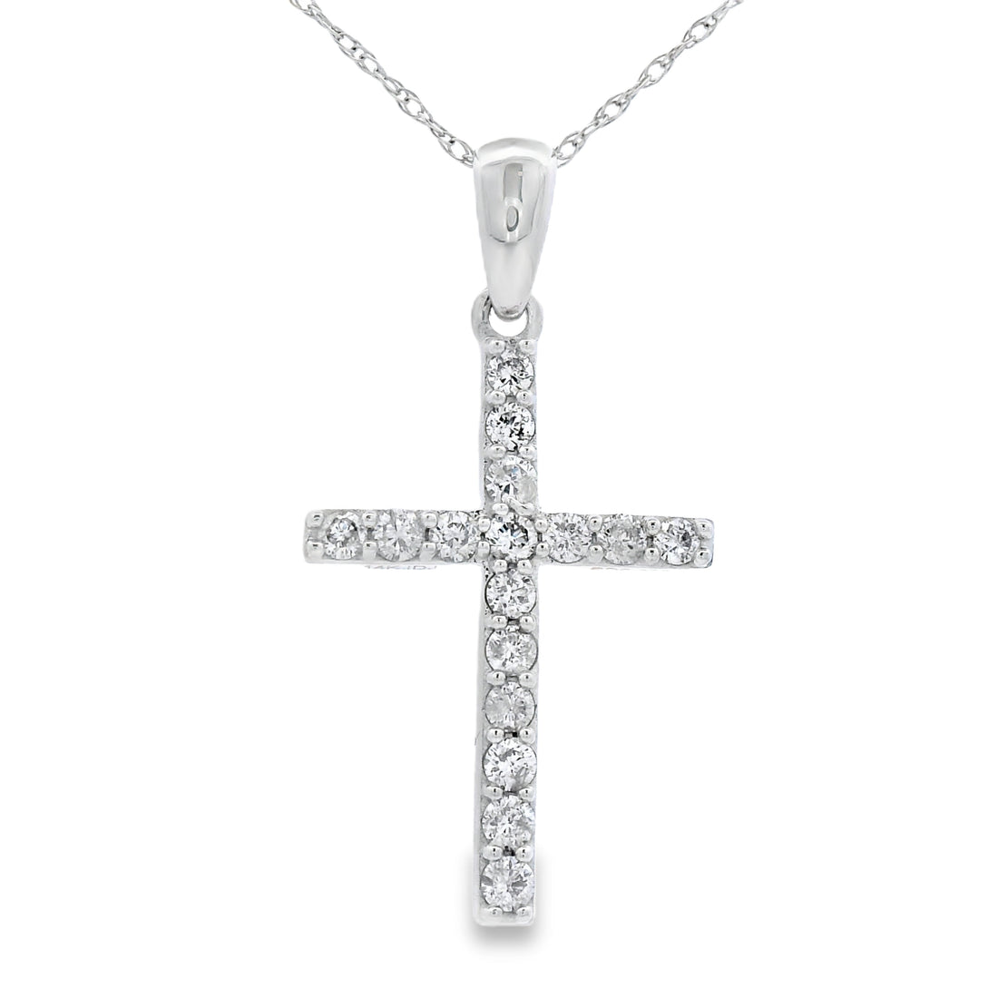 .30ct Diamond Cross Religious Pendant 14KT White Gold by Bids.com