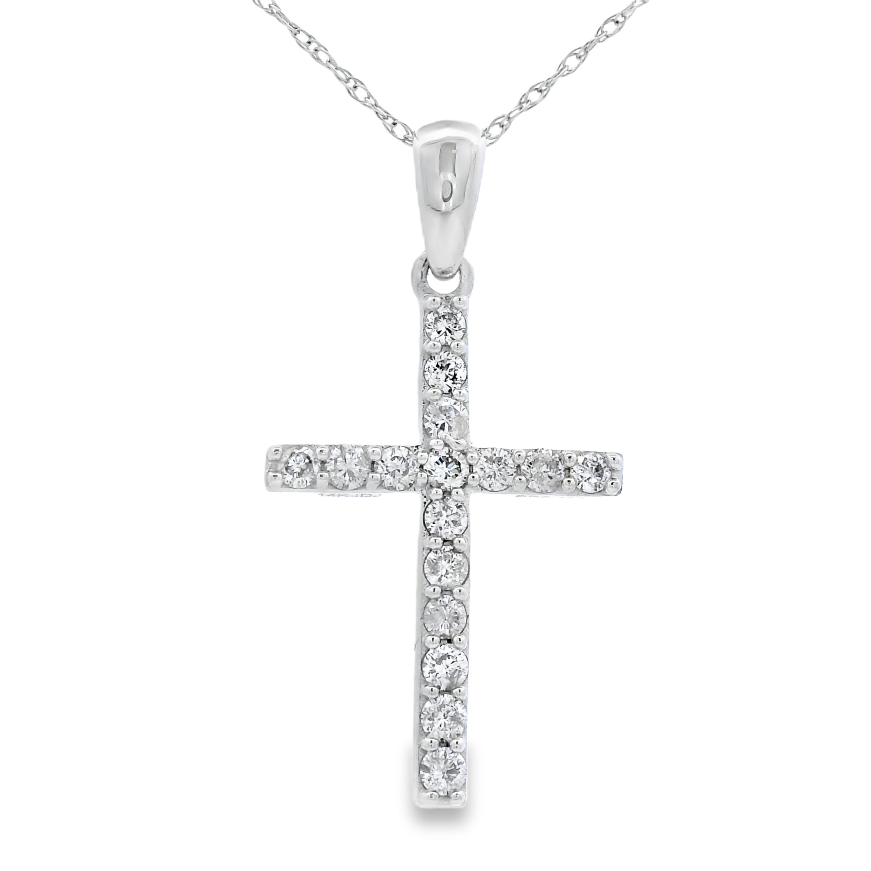 .30ct Diamond Cross Religious Pendant 14KT White Gold by Bids.com