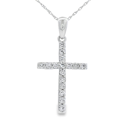 .30ct Diamond Cross Religious Pendant 14KT White Gold by Bids.com