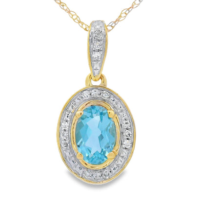 Blue Topaz Diamond Fashion Pendants 10KT Yellow Gold by Bids.com