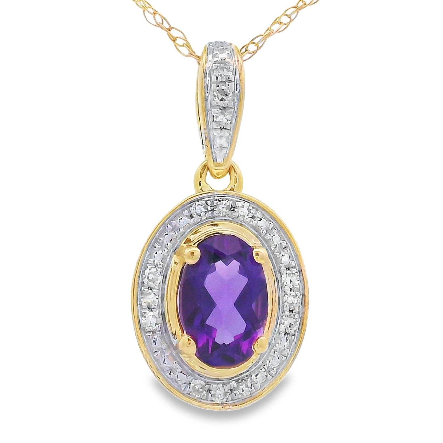Amethyst Diamond Fashion Pendants 10KT Yellow Gold by Bids.com