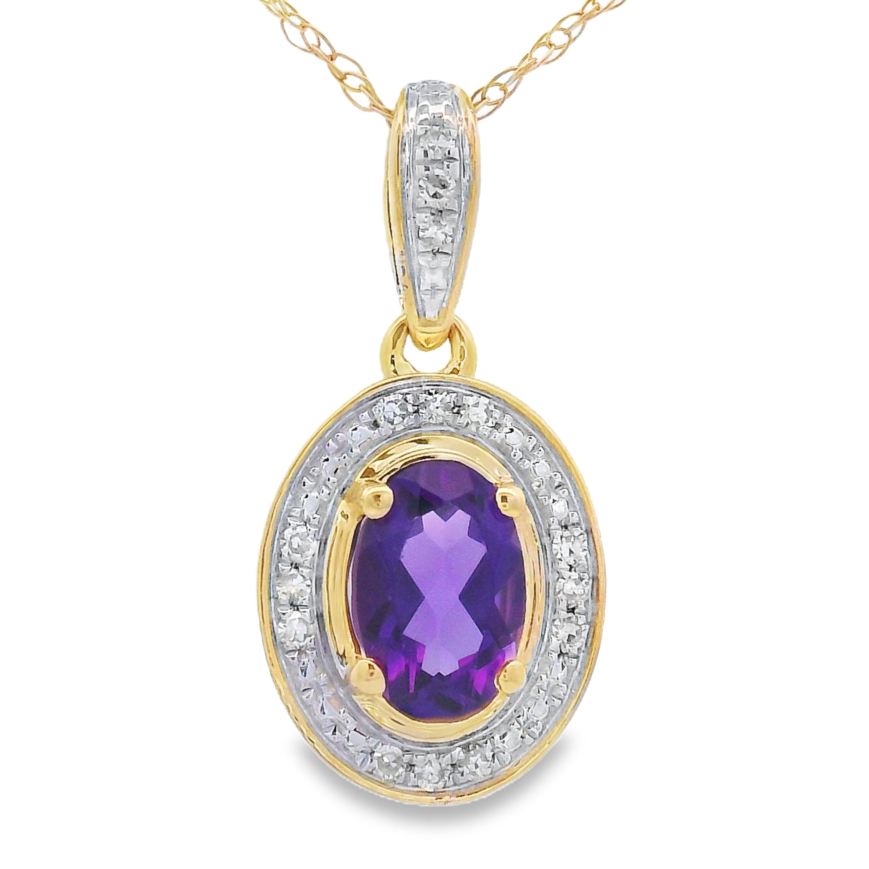 Amethyst Diamond Fashion Pendants 10KT Yellow Gold by Bids.com