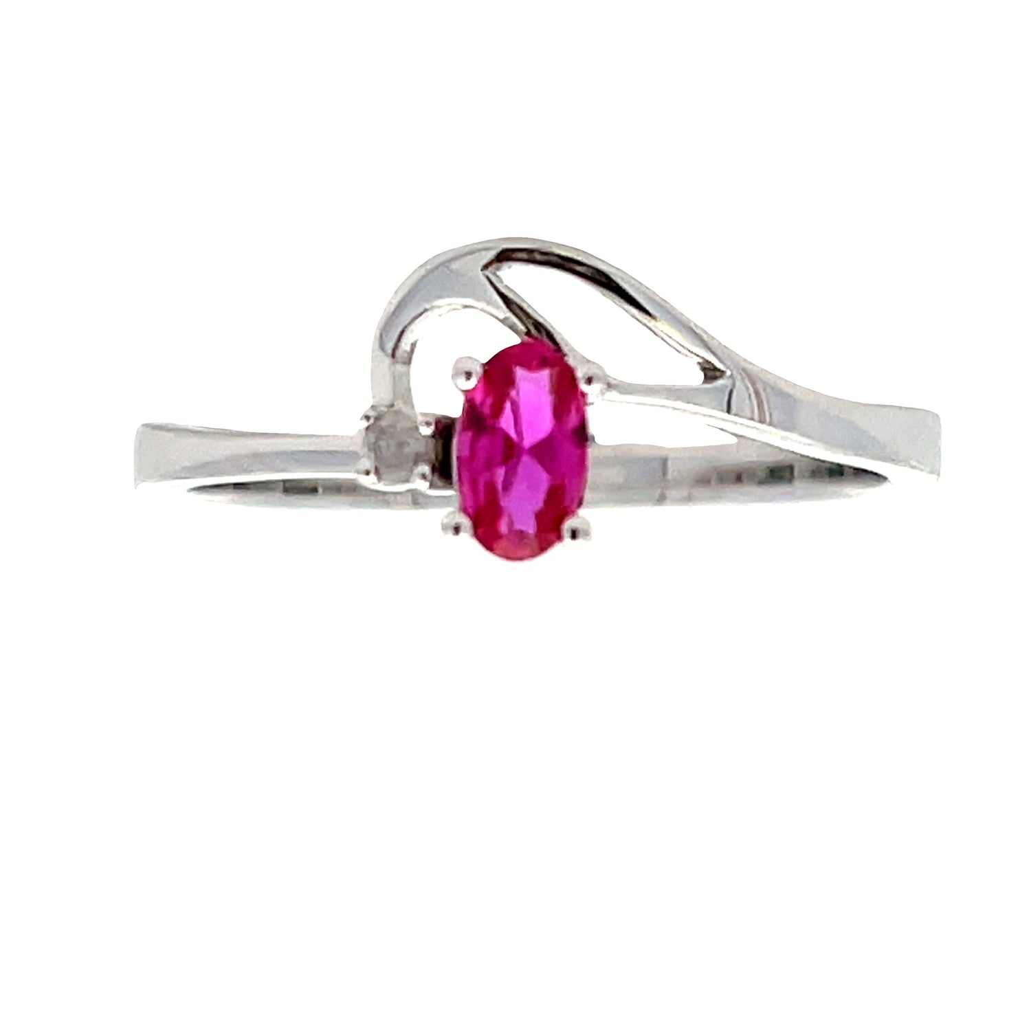 Genuine .02ct Created Ruby Diamond Ring 10KT White Gold by Bids.com