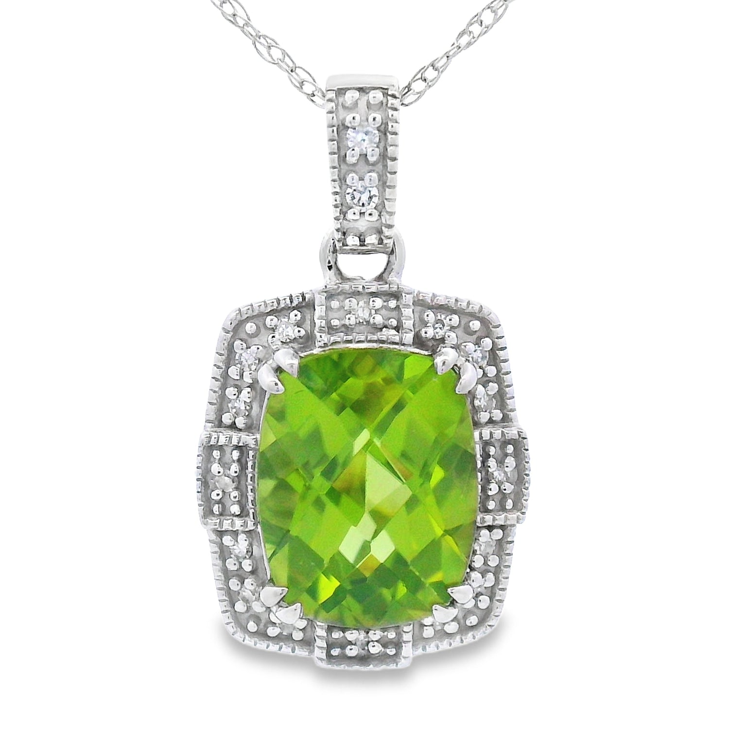 2.03ct Peridot Diamond Fashion Pendants 10KT White Gold by Bids.com