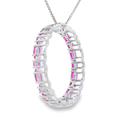 Created Ruby Circle of Love Pendant Sterling Silver by Bids.com