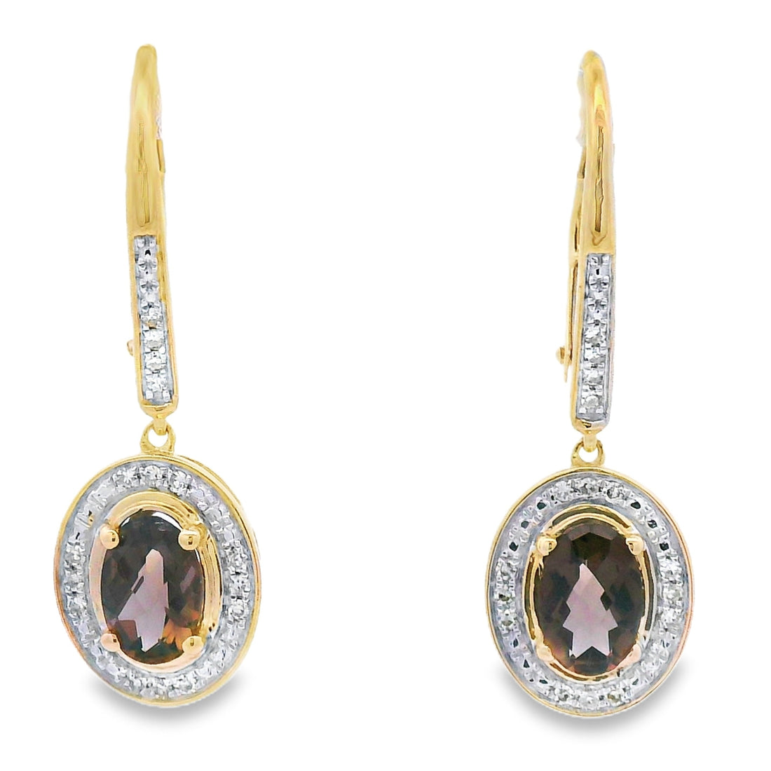 .81ct Quartz Diamond Dangle Earrings 10KT Yellow Gold by Bids.com