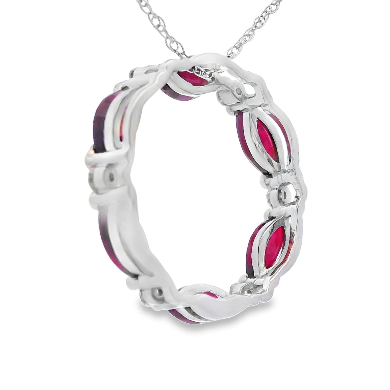 Ruby Diamond Circle of Love Pendant 10KT White Gold by Bids.com