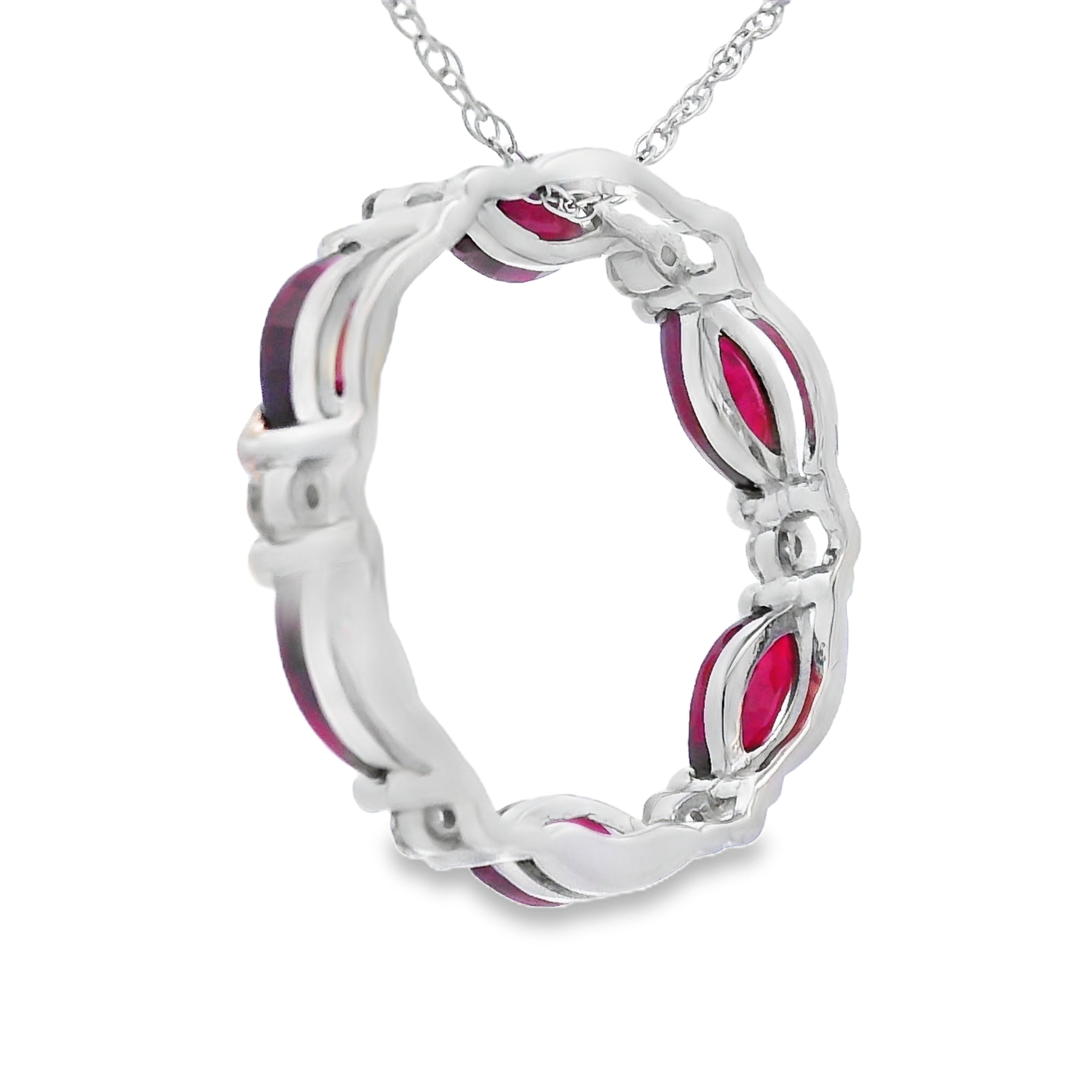 Ruby Diamond Circle of Love Pendant 10KT White Gold by Bids.com