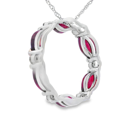 Ruby Diamond Circle of Love Pendant 10KT White Gold by Bids.com