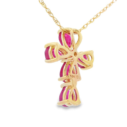 Ruby Diamond Cross Religious Pendant 10KT Yellow Gold by Bids.com